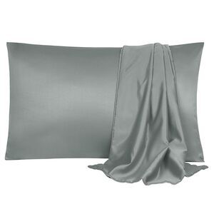 2pcs Silk Satin Pillowcase Soft Pillow Cases with Envelope Closure Grey